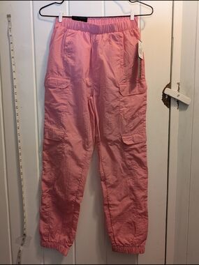 Pink Velvet Bubble Gum-  Girls Size 12 Cargo Jogger Parachute Pants NWT